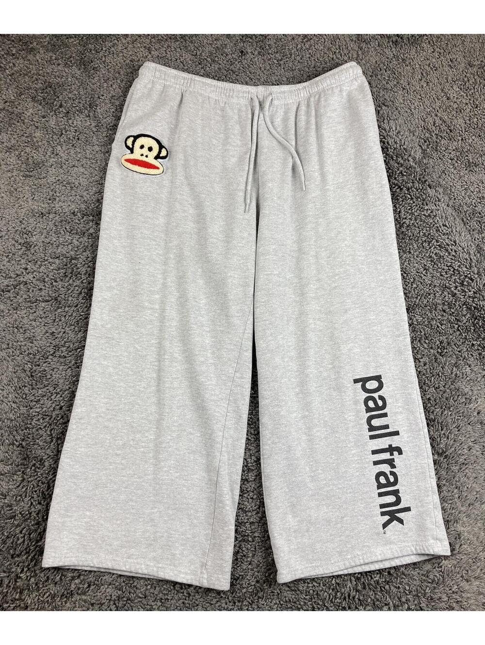Paul Frank Sweatpants Juniors Gray Wide Leg Julius Monkey Y2K Lounge Pants XXL